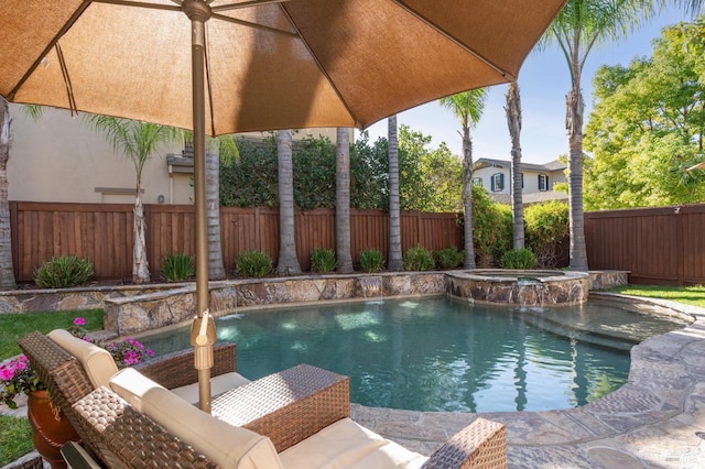7 Oak Grove Dr, Novato, CA 94949 - view of pool with a pool with connected hot tub and a fenced backyard