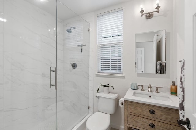 7 Oak Grove Dr, Novato, CA 94949 - bathroom with vanity, toilet, and a marble finish shower