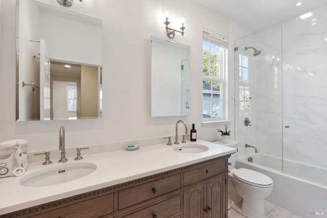 7 Oak Grove Dr, Novato, CA 94949 - full bathroom featuring toilet, shower / washtub combination, a sink, and double vanity
