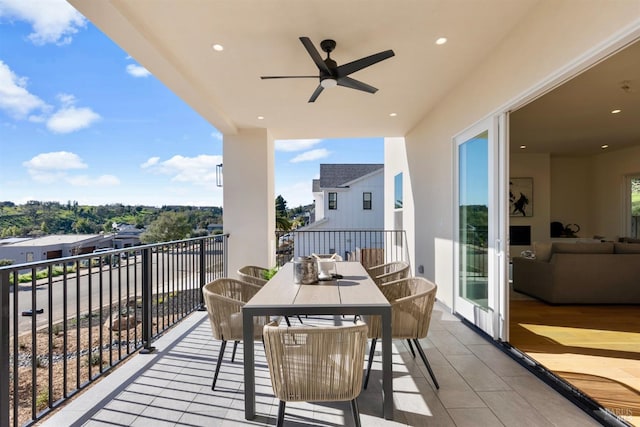 balcony with ceiling fan