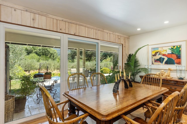 dining area with plenty of natural light and recessed lighting