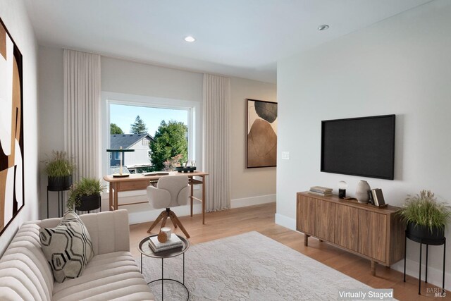 living room featuring light hardwood / wood-style flooring