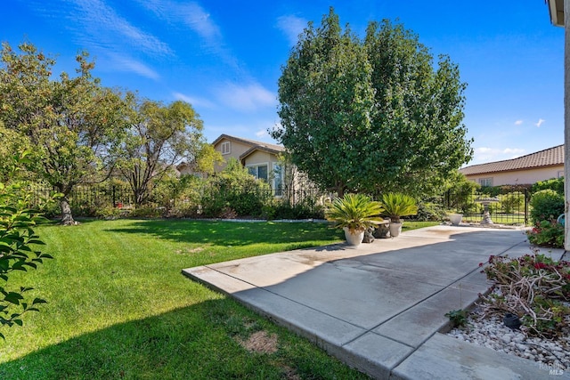 view of yard featuring a patio area and fence