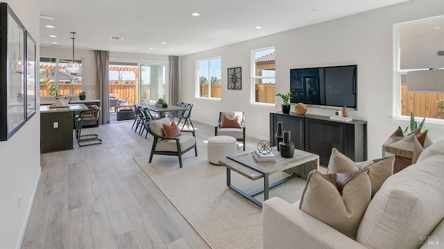 living room featuring light hardwood / wood-style floors