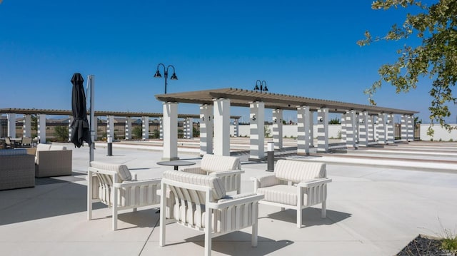 view of patio / terrace featuring a pergola