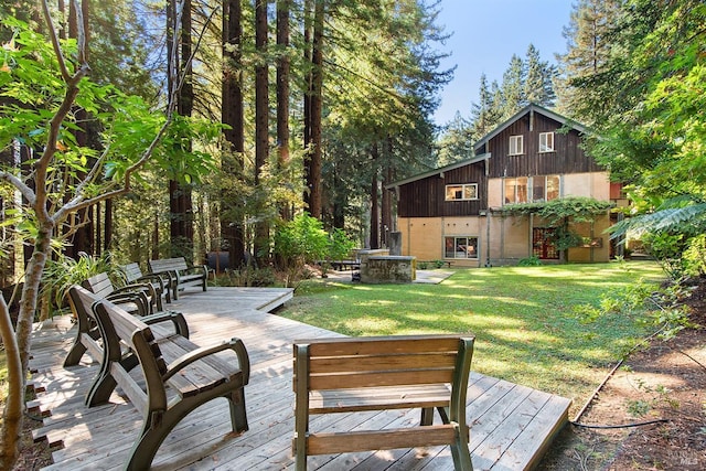 view of yard featuring a deck