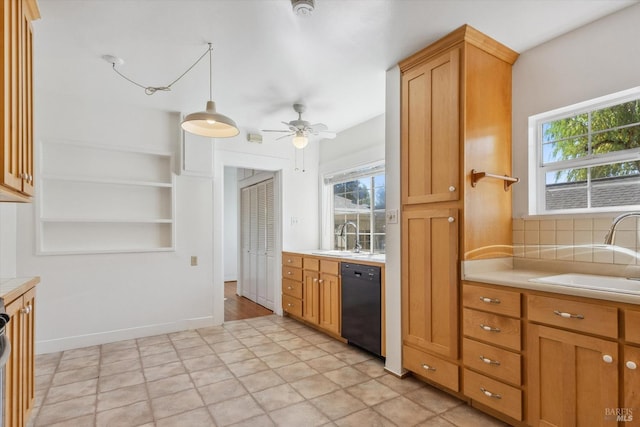 4344 Langner Ave, Santa Rosa, CA 95407 - kitchen featuring dishwasher, light countertops, a ceiling fan, and a sink