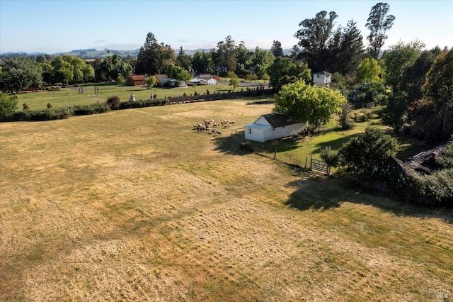 aerial view featuring a rural view