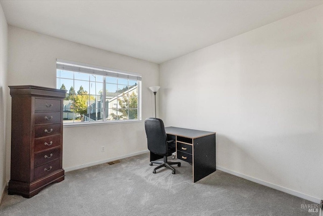 view of carpeted office space