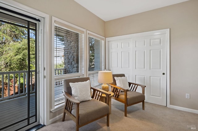 sitting room with light carpet