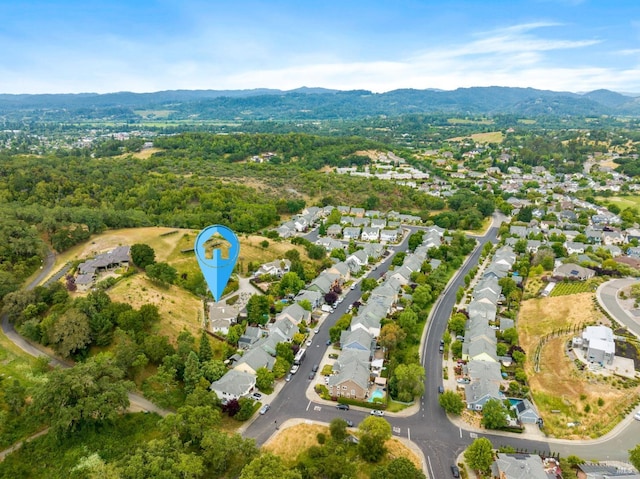 drone / aerial view with a mountain view