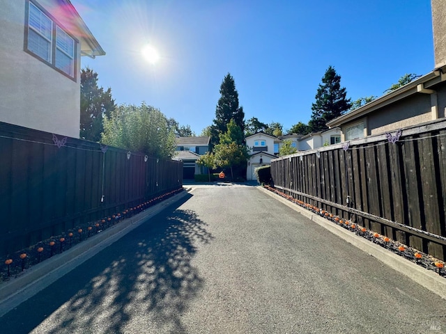 view of road featuring a residential view