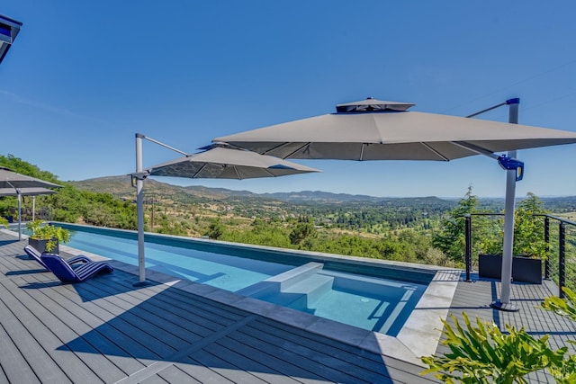 pool featuring a deck with mountain view