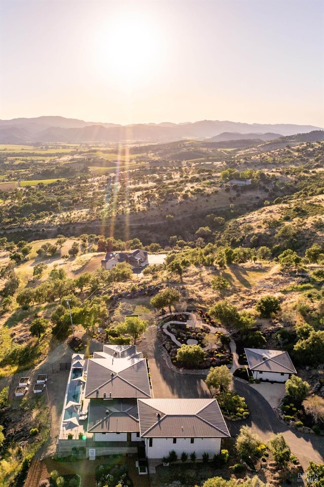 aerial view with a mountain view