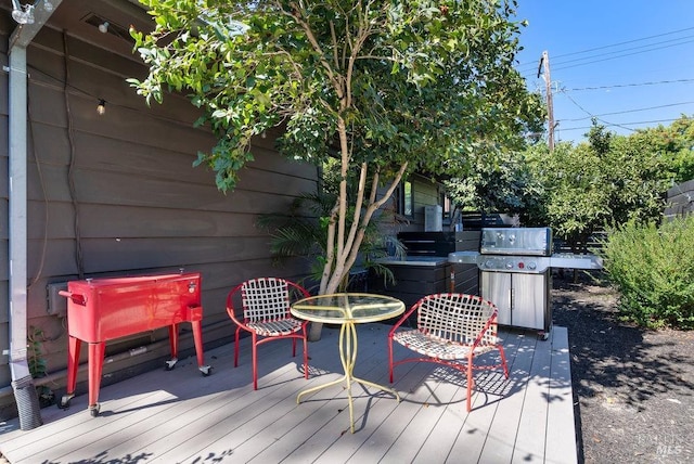 deck featuring grilling area