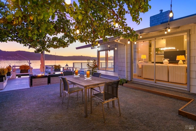 view of patio / terrace with a mountain view