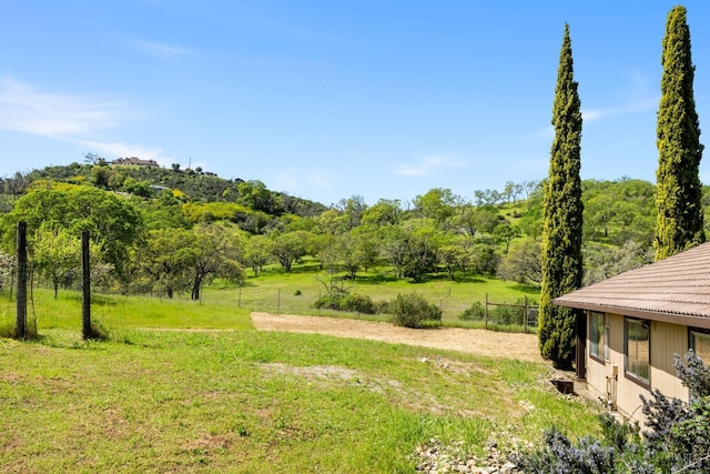 view of yard with a rural view