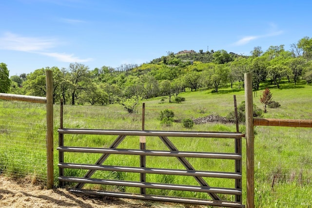 view of gate featuring a rural view