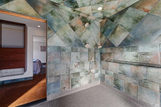 interior details with tiled shower