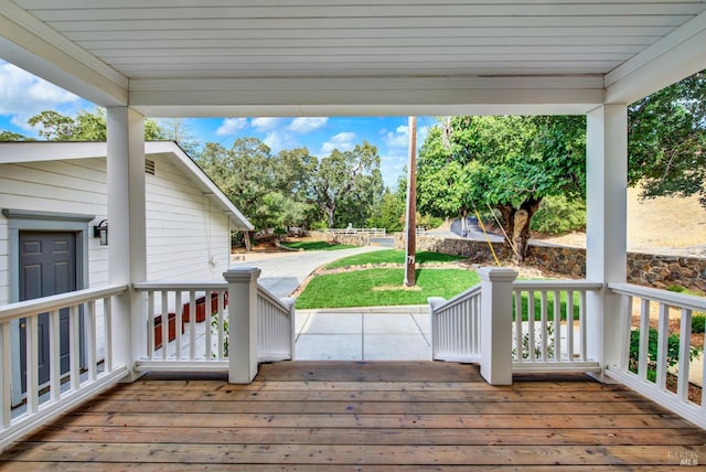 wooden deck with a porch