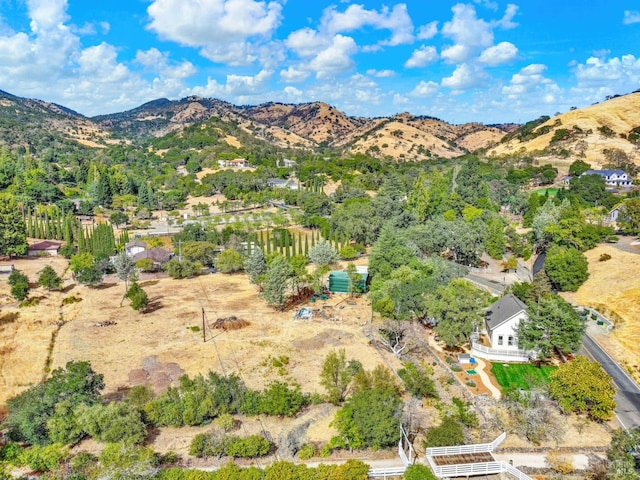 bird's eye view with a mountain view