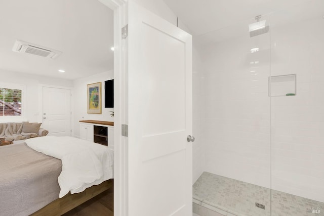 bedroom featuring lofted ceiling