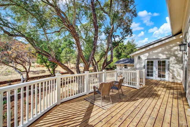 wooden deck with french doors