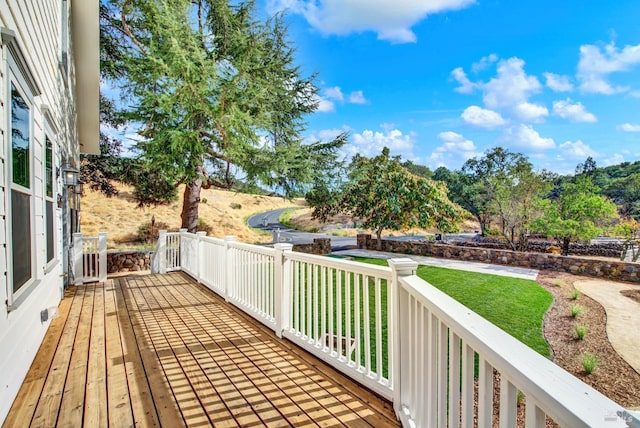 deck with a lawn