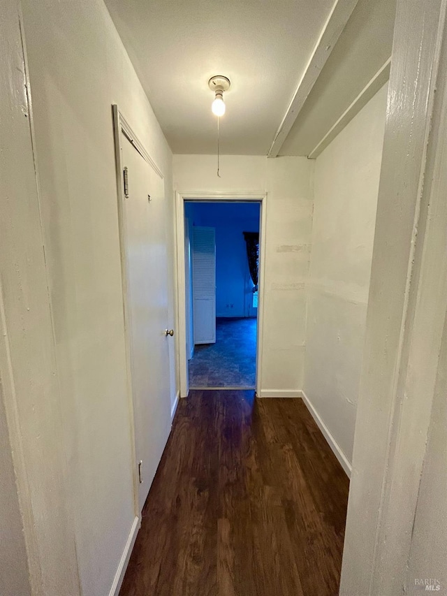 hall with dark hardwood / wood-style floors