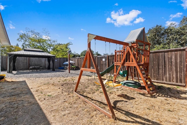 view of jungle gym with a gazebo