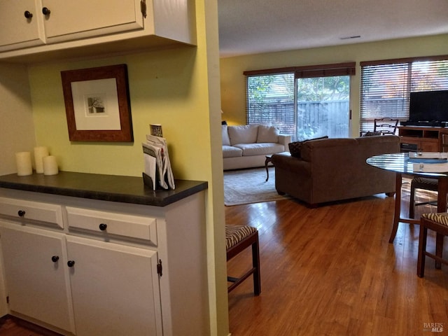 living area featuring wood finished floors