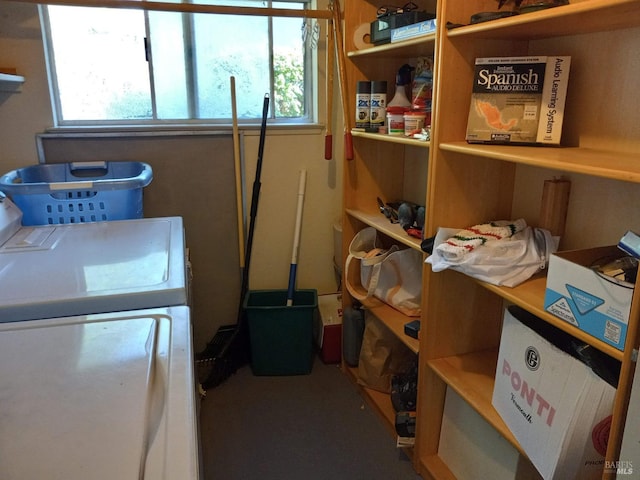 storage featuring separate washer and dryer