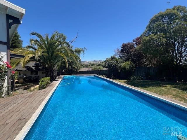 view of pool with a wooden deck