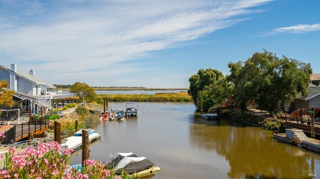 water view featuring a boat dock