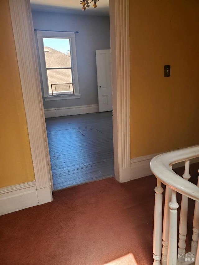 corridor featuring dark hardwood / wood-style flooring