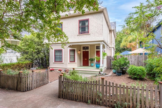 view of front of home featuring covered porch