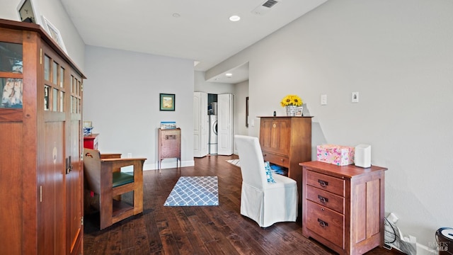 hall featuring dark wood-type flooring