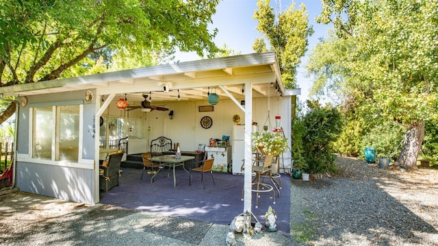 view of patio with ceiling fan