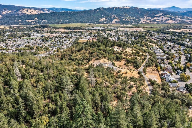 bird's eye view with a mountain view