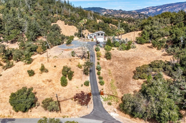 birds eye view of property with a mountain view