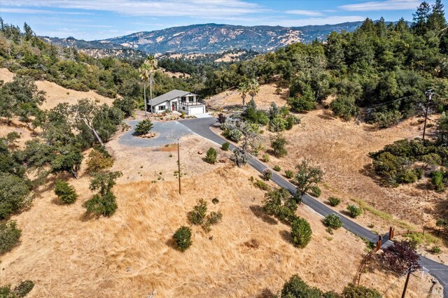 birds eye view of property featuring a mountain view