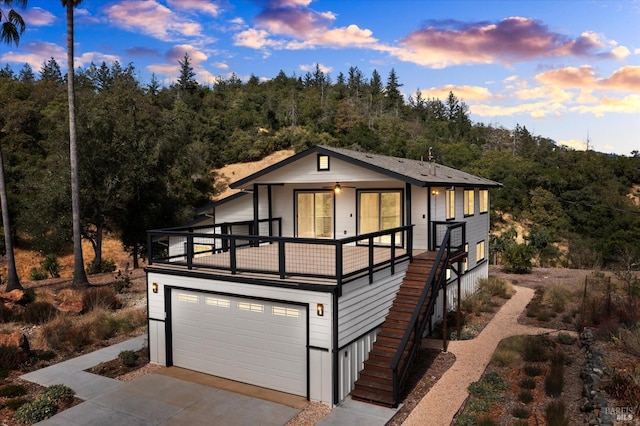 view of front of property with a garage