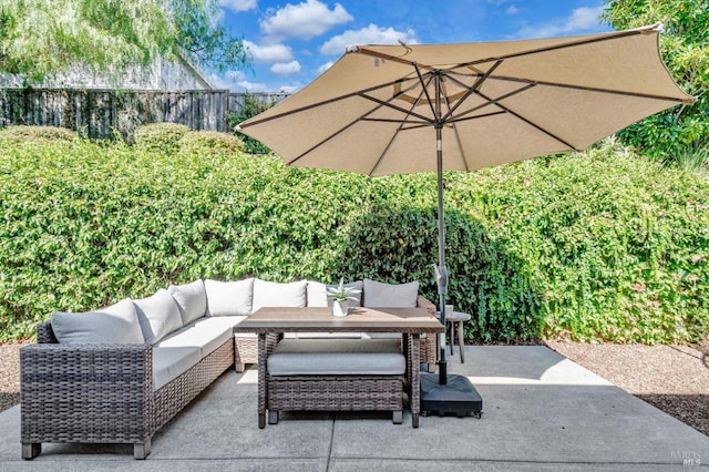 view of patio featuring an outdoor living space