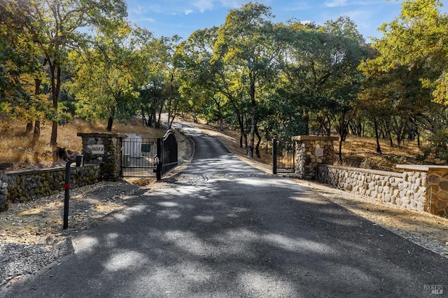 view of street with a gated entry and a gate