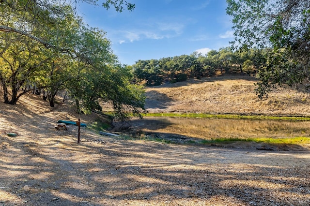 view of yard with a water view