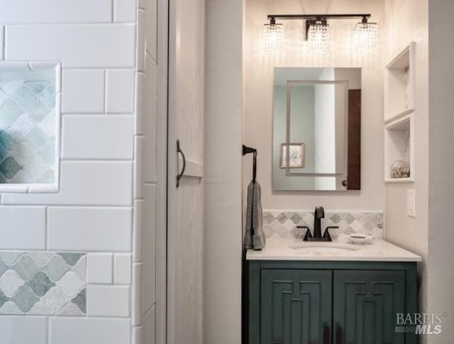 bathroom featuring backsplash and vanity