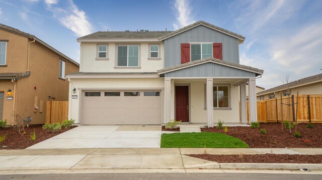 view of front of house with a garage