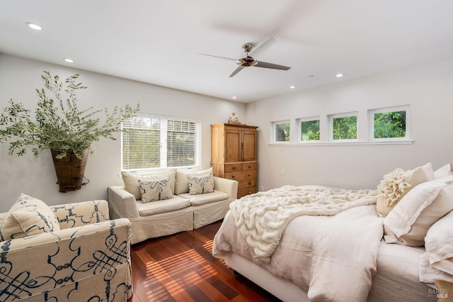 bedroom featuring ceiling fan and wood-type flooring