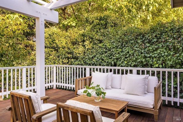 deck featuring outdoor lounge area