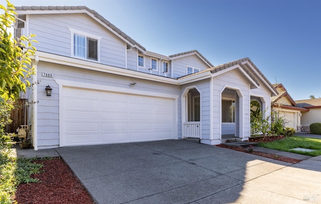 view of property with a garage